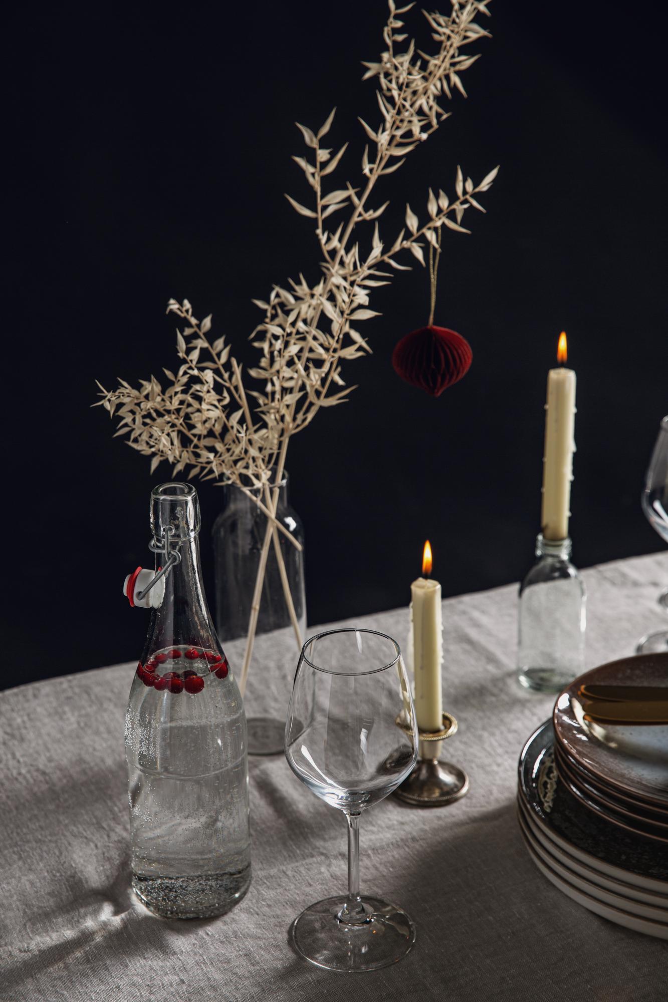 Minimalist table setting with candles