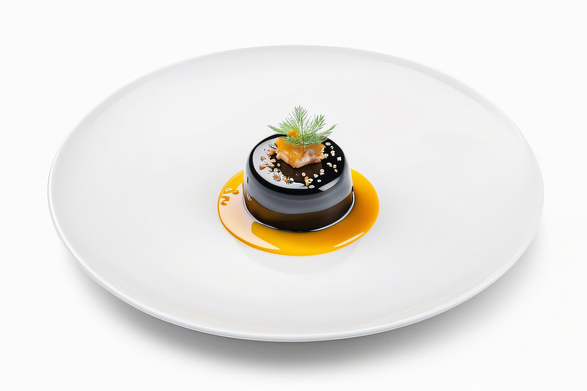 Elegant plated gourmet dish with herbs